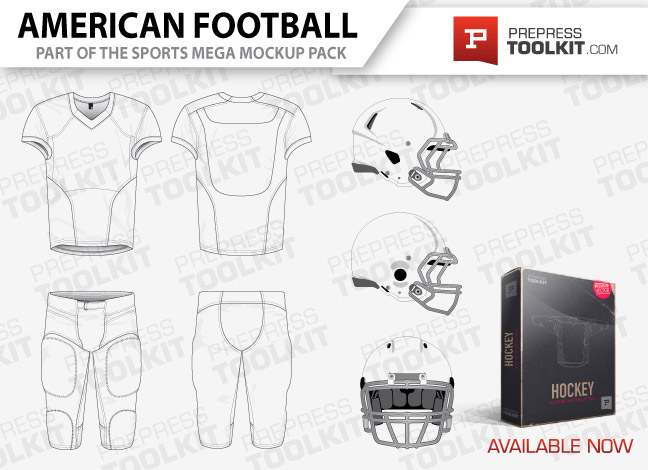 American Football uniform vector mockup template