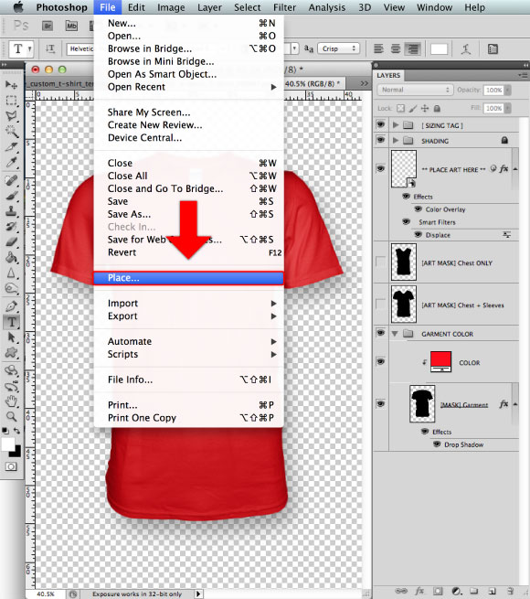 Add a Greymarle fabric to t-shirt design template 02