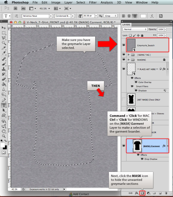 Add a Greymarle fabric to t-shirt design template 03