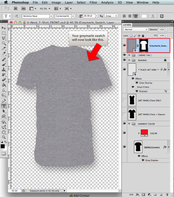 Add a Greymarle fabric to t-shirt design template 04
