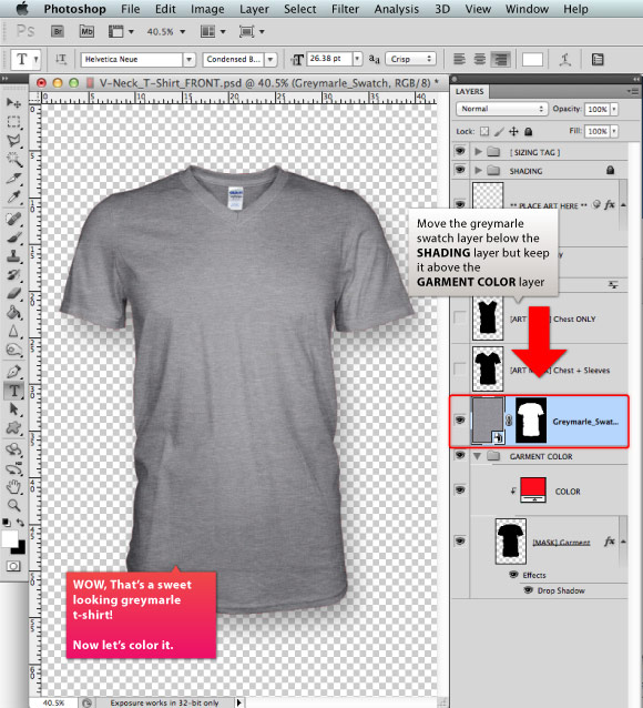 Add a Greymarle fabric to t-shirt design template 05