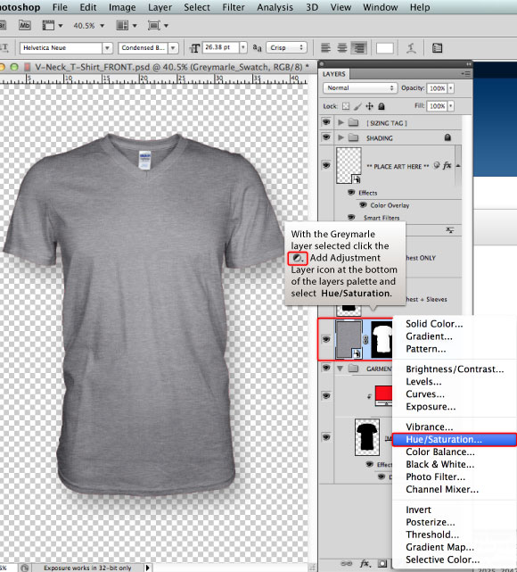 Add a Greymarle fabric to t-shirt design template 06