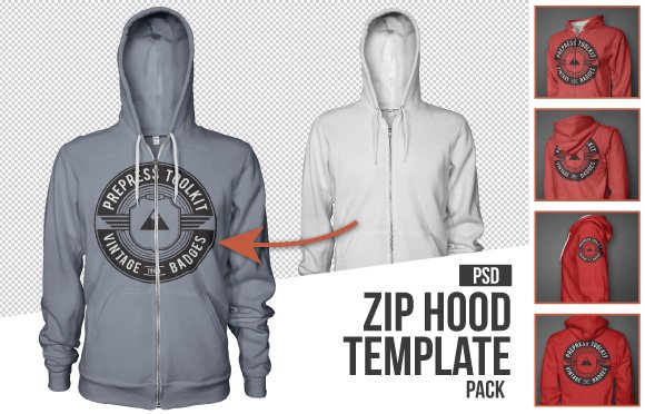 Mens Zip up hoodie mockup template psd